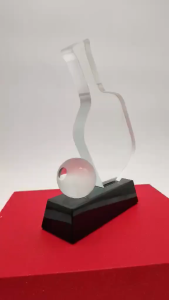 PICKLEBALL GLASS TROPHY HEIGHT:18CM (CUSTOMIZE AVAILABLE)620-17