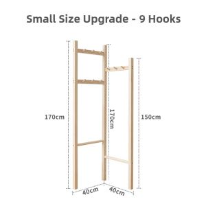 Nordic Style Corner Standing Wooden Clothes Hanger Bedroom Wardrobe Rack Space Hanging Bag Holder Clothes Drying Tool