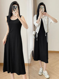 ฤดูร้อน ผ้าคลุมท้องแบบปม เดรส ชุดเสื้อป้องกันแสงแดดแบบบาง เสื้อแจ็คเก็ต เสื้อกั๊ก ความยาวปานกลาง กระโปรง ชุดสองชิ้นสูง เอว ทรงเอ เดรส