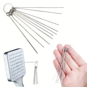 10 Stainless Steel Needle Shower Head Cleaning Brush Set Suitable for Multi Size Shower Headsbathroom Accessory Cleaning Tools