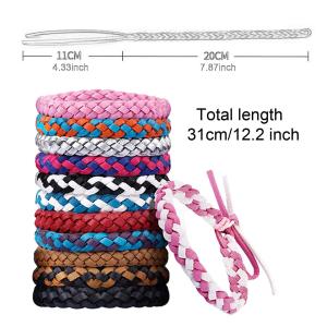 12Pcs Mosquito Repellent Bands Natural for Kids Adults Braid Wrist Bands for Running Picnics Camping Traveling Home Gardening