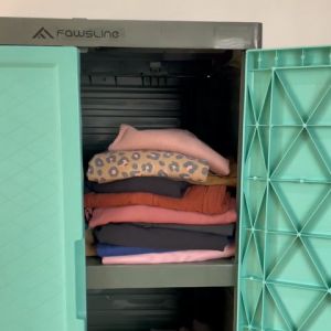 Lemari Pakaian Plastik Lemari Fawsline Pintu Panjang Dengan Kaca Lemari Premium