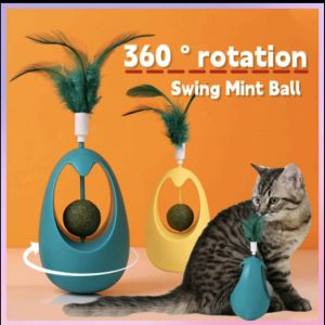 Catnip Licking Mint Ball Feather Tumbler Bite Resistant Tooth Grinding Teaser Cat Toy