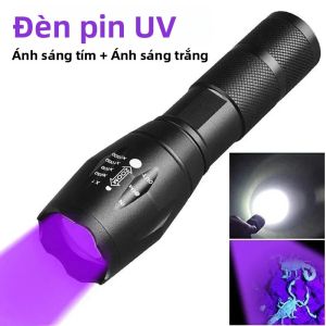Đèn Pin Có Nguồn Sáng Kép Có Thể Sạc Lại Bằng USB 395nm UV & Đèn Trắng Cầm Tay Đèn Pin Cầm Tay Để Cắm Trại Ngoài Trời Câu Cá Hợp Kim Nhôm Chống Nước