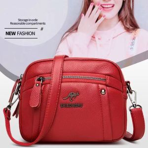 กระเป๋าขนาดเล็กผู้หญิงไหล่ข้างเดียวกระเป๋าสะพายข้างหนังสุภาพสตรีแนวโน้มแฟชั่นทุกการแข่งขันหนังนิ่มสองชั้นแบบพกพากระเป๋ากลมเล็ก