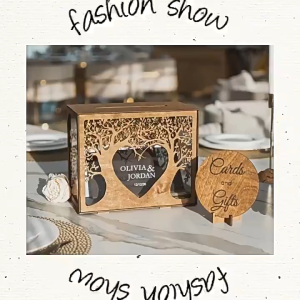Customized Wedding Card Family Tree Card with Slot for Wedding Rustic Wedding Decor Reception Wooden Personalized Money for Cards