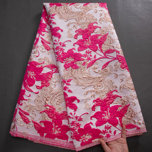 African Brocade Lace Fabric - Jacquard Lace Embroidery Floral Pattern Damask Handmade Fabrics For Bridal Dress & Home Decor