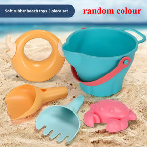 Children Beach Toys  Soft Silicone Sand Play Set  for Babies Kids  Summer Beach Bath Water Play  Durable Easy Carry Cart