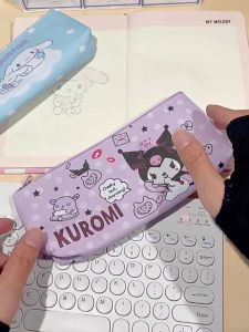 Japanese PU Cute Sanrio Kuromi Melody Cinnamoroll SLIM SMALL Pencil Pensil Storage Stationery Case