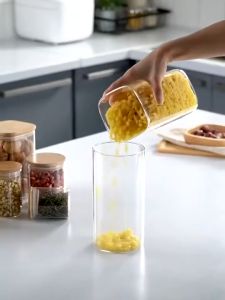 Food Grade Airtight Bamboo Lid Storage Food Snack Glass Jar