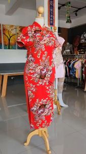 กี่เพ้ายาวไซส์ใหญ่ กี่เพ้าสาวอวบ ชุดจีนXXL กี่เพ้าคนอ้วน ชุดตรุษจีนไซส์ใหญ่ Chinese Style Traditional DressQipao big size (สีแดง)