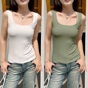 miiow | Slim Fit Shoulder Strap Vest Womens Summer New Style Commute Style Cat Person Wider Shoulder Square Collar Inner Wear Outer Wear