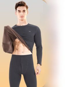 MiiOW | ชุดชั้นในผู้ชาย Catman หนา อบอุ่น ผ้าขนสัตว์ กันหนาว ชุดชั้นในฤดูใบไม้ร่วง ชุดชั้นในฤดูหนาว ปกติ สีพื้น คอกลม