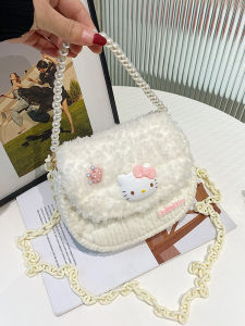 วันวาเลนไทน์ KT Cat Ice Strip Line Handmade DIY Material Bag Hand Sewn Saddle Bag Gift for เด็กผู้หญิงfriend Nylon Leisure Crossbody Bag