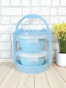 Japanese-Style Strawberry Fresh-Keeping Bowl Three-Piece round Office Worker Ceramic Bowl with Lid Microwave Oven Heating Lunch Box Layered Bowl