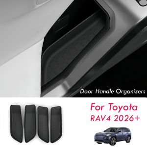 4PCS TPE Car Door Handle Organizer Box for Toyota RAV4 2026 Front & Rear Door Slot Trays For 6th RAV4 LE/SE/XLE Premium/Woodland