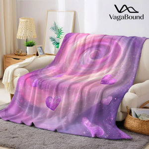 BILIBILI | purple galaxy hearts Flannel Blanket Warm Soft Halloween Christmas Decorative Couch Warm Cozy All-Season Gift