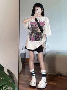 Retro Style Pure Cotton Short Sleeve Womens T-Shirt Anime Pop Culture Sweet And Spicy Top for Summer Y2K Punk Aesthetic