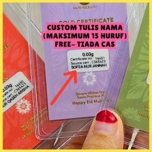 [2025] RAYA 2025 MINI GOLDBAR 999.9 24K 1446H BAWAH 1 GRAM TERBARU CUSTOM TULIS NAMA