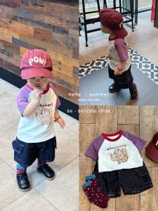 Cute Cartoon Print Color-block Breathable Lightweight Baby Boys Summer Set