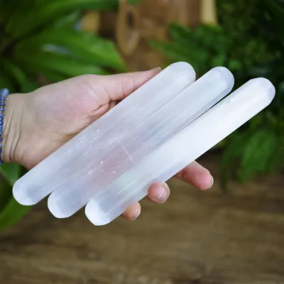 1PC Natural Morocco Selenite Wand With Healing & Calming Effects High Energy Crystal Used For Cleansing And Protection Soul