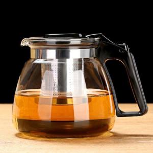 Large Capacity Glass Tea Pot with Filter Tea Cup Set for Home Use High Temperature Resistant Tea Brewing Device Single Kettle