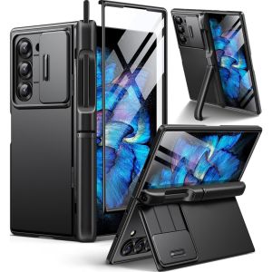 Support Military protection case Samsung Galaxy Z Fold 6 BERFY Business with Screen Protector 2 Invisible Kickstand Built-in S Pen Holder Slide Camera Cover Full-Body Slim TPU+PC shockproof rugged casing for Samsung