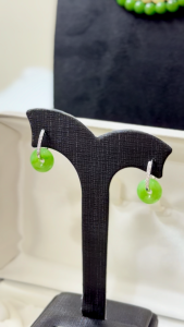 Montagne Jewelry Natural 12mm Grade A Green Jade Earrings Crystal Inset Fine Jewellery 925 Silver Clip Earrings