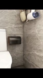 HL MALL Aluminum Wall Mount Bathroom Accessories / Toilet Paper BoxTissue Roll Holder with Mobile Phone Storage Shelf Rack - GB002 (Gold Black)