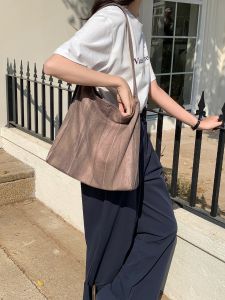 Retro Textured Bamboo Shoots Shoulder Bag Womens Spring Summer New Style Versatile Canvas Tote Bag Korean Style Leisure Bag