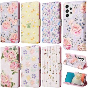 Luxury Casing For Samsung Galaxy S22 Plus S21 Plus S22+ S21+ S20 FE 5G S21 FE S22 Ultra S21 Ultra Flowers Butterly Pattern Wallet Soft Pu Leather Flip Cover Case