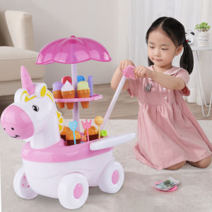 BABYSHOME | Simulated Ice Cream Cart Toy for Girls 3-6 Years Old
