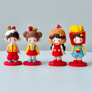 Cute Burger And Fries Figure Desktop Decoration Creative Gift for Couples Cola Theme Car Interior Decoration Office Desk Decor