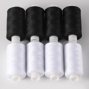 ด้ายเย็บผ้า 40/2 (โพลีเอสเตอร์) สีดำกับสีขาว ด้ายจักรเย็บผ้า เครื่องมือเย็บผ้า DIY ความยาว 500m Sewing thread