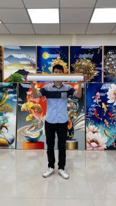 Tranh dán tường 3d mã đáo thành công phòng khách