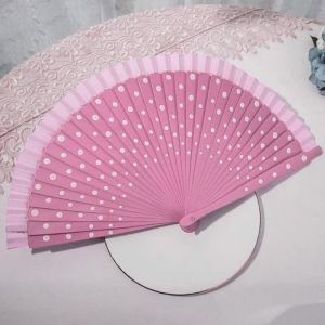 Flamenco Spanish Vintage Hand Fan Wedding Dance Dots Pattern Folding Fan Elegant Handheld Dancing Performances