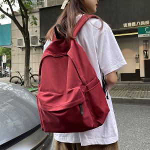 【READY STOCK】 Fashionable backpack student backpack Korean version mens and womens backpack large capacity plain color backpack leisure travel  waterproof backpack