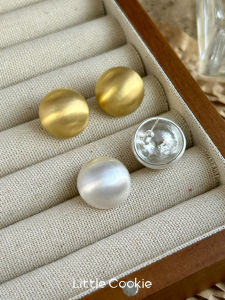 Metal Brushed Matte Ball Stud Earrings Female Work Clothing Niche Fancy Dignified Ear Clips Eardrops Earrings without Pierced Ears