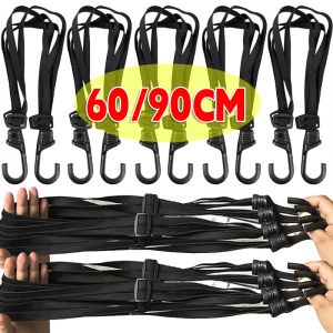 60/90cm Motorcycle Luggage Strap - with Adjustable Retractable Buckle - 4-Claw Helmet Cargo Elastic Bungee Cord - Retractable Elastic Rope - Free Adjustment Tensioning Belts