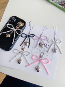 Girls Beaded Butterfly Knot Instant Camera Pendant Heart Shaped Mobile Phone Case Lanyard Earphone Bag USB Flash Drive Keychain