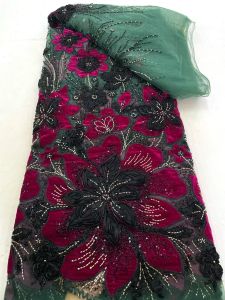 Vải Ren Đính Hạt Sequin Châu Phi Cao Cấp Thêu Tay Nigeria Dành Cho Váy Cưới Cô Dâu Kiểu Mới