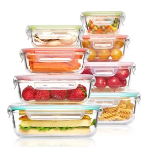 Glass Lunch Box Food Storage Containers Meal Prep  Airtight Bento Box for Microwave Oven Freezer and Dishwasher BPA Free