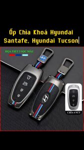Ốp Chìa Khóa Xe Hyundai Santafe Hyundai Tucson Hyundai Palisade 2022 - 2024 Hợp Kim Cao Cấp 3 Sọc Màu