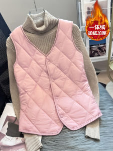 Womens Fleece Lined Thickened Vest Winter Base Layer Inner Wear down Cotton Vest School Uniform Essential Warm Inner Vest