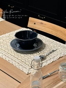 Thickened Handmade Crocheted Cotton Thread Dining Mat 40*50cm Heat Resistant Table Mat Nordic Style Tea Table Coaster Sofa Curtain