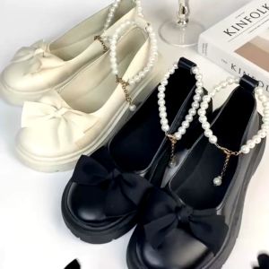 Pearl Loafer Docmart Wanita dengan Aksen Mutiara dan Pita - Stylish & Elegan