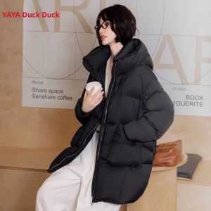 YAYA | Hooded Loose Long Womens Down Jacket