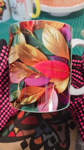 Flowers and Leaves Wrap Design Printed on Sublimation Ceramic Coffee Mug for Gift/wedding/birthday/Graduation