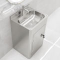 Stainless Steel Floor Mounted Integrated Wash Basin Hospital Washstand Sink Column Basin Single Hole Faucet Opening. 