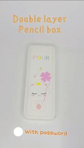 Plastic Pencil Case with Password/ Double layer pencil box/ Cute Pencilbox for Kids